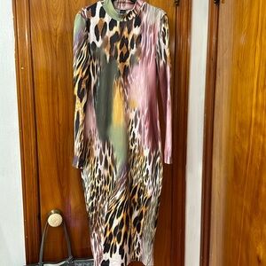 NWT Colorful cheetah long sleeve dress